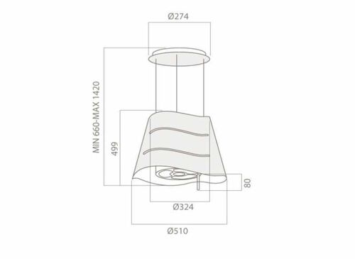 Elica PRF0171193 WAVE UX BL MAT/F/51 Ada Tipi Davlumbaz - 2