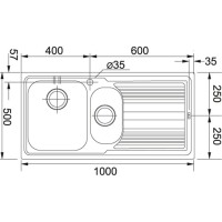 Franke Logica LINE LLL 651 Çelik Evye, 1.5 Gözlü, Sol Damlalıklı, Dekorlu - FRANKE (1)