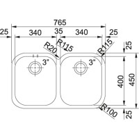 Franke Bacini AMX 120 Çelik Evye, 2 Gözlü, Tezgah Altı - FRANKE (1)