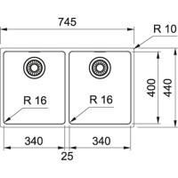 Franke Maris MRX 120-34-34 Çelik Evye, 2 Gözlü, Damlalıksız, Tezgah Altı, İnox - 2