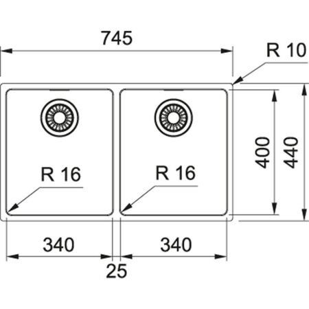 Franke Maris MRX 120-34-34 Çelik Evye, 2 Gözlü, Damlalıksız, Tezgah Altı, İnox - 2