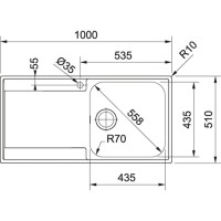 Franke Maris MRX 211-100 Çelik Evye, Tezgah Üstü Veya Tezgaha Sıfır, Tek Gözlü, Sol Damlalıklı, İnox - FRANKE (1)