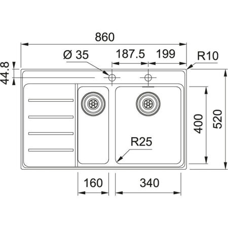Franke Mythos MYX 251-86 Çelik Evye 3 1/2 Sağ Damlalıklı - 2