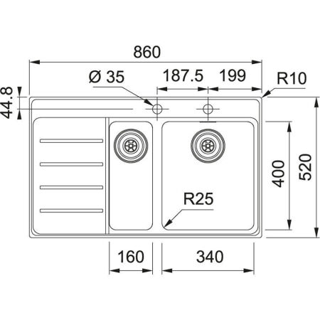 Franke Mythos MYX 251-86 Çelik Evye 3 1/2 Sol Damlalıklı - 2