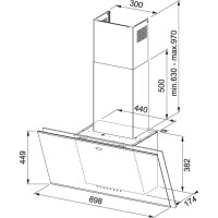 Franke Mythos Pro FMY 907 FM BK/BK Siyah Eğik Davlumbaz,90 Cm - 2