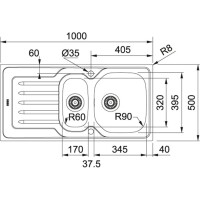 Franke Onda LINE OLL 651 Çelik Evye, 1.5 Gözlü, Sağ Damlalıklı, Dekorlu - FRANKE (1)