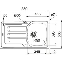 Franke Onda LINE OLX 611 Çelik Evye, Tek Gözlü, Sağ Damlalıklı, İnox - FRANKE (1)