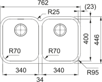 Franke Smart SRX 120-34-34 2 Gözlü, Paslanmaz Çelik, İnox Renk, Tezgah Altı - FRANKE (1)