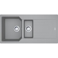 Franke Urban UBG 611-100 STONE GREY Granit Evye, Tek Gözlü, Damlalıklı, Tezgah Üstü - 1