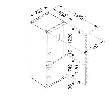 LIEBHERR CNPesf 5156 NoFrost Paslanmaz Çelik Buzdolabı-Dondurucu - 2