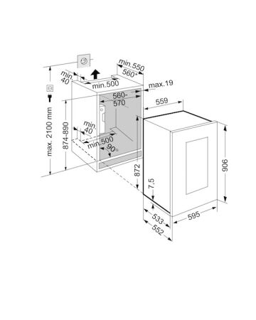 LIEBHERR EWTgb 1683 Siyah Cam Çerçeveli Ankastre Şarap Dolabı - 6