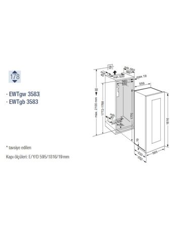LIEBHERR EWTgb 3583 Siyah Cam Çerçeveli Ankastre Şarap Dolabı - 5