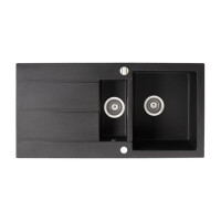 Marmorin BARIO 1000 Metalik Siyah P_Z_010_51_1000_030512 Granit Evye 1,5 Gözlü Damlalıklı - Marmorin