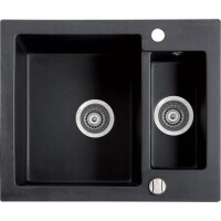 Marmorin BARIO 600 Metalik Siyah P_Z_010_50_0600_030512 Granit Evye 1,5 Gözlü Damlalıksız - Marmorin