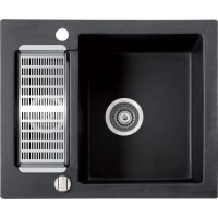 Marmorin BARIO 600 Metalik Siyah P_Z_010_50_0600_030512 Granit Evye 1,5 Gözlü Damlalıksız - Marmorin (1)