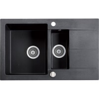 Marmorin BARIO 800 Metalik Siyah P_Z_010_51_0800_030512 Granit Evye 1,5 Gözlü Damlalıklı - Marmorin