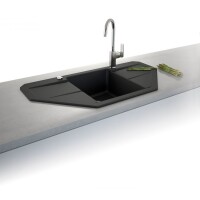 Marmorin BARIO 960 Metalik Siyah P_Z_010_74_0960_030512 Köşe Granit Evye 1 Gözlü Damlalıklı - Marmorin (1)