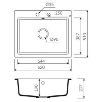 Marmorin DEBRA 620 Metalik Siyah P_Z_019_10_0620_19ad12 Granit Evye 1 Gözlü Damlalıksız - Marmorin (1)