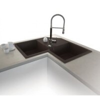 Marmorin DEBRA 830 Metalik Siyah P_Z_019_21_0830_982e02 Granit Köşe Evye 2 Gözlü Damlalıklı - Marmorin (1)