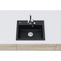 Marmorin IVO 593 Metalik Siyah P_Z_041_10_0593_e67312 Granit Evye Tezgaha Sıfır 1 Gözlü Damlalıksız - Marmorin