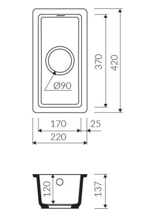 Marmorin LANDO 220 Metalik Siyah P_Z_049_10_0220_6078a2 Granit Evye 1 Gözlü Damlalıksız - 2