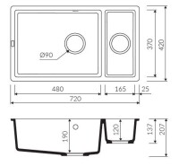 Marmorin LANDO 720 Metalik Siyah P_Z_049_50_0720_366572 Granit Evye 1,5 Gözlü Damlalıksız - 6
