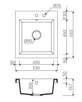 Marmorin NERO 550 Metalik Siyah P_Z_060_10_0550_e252d3 Granit Evye 1 Gözlü Damlalıksız - Marmorin (1)