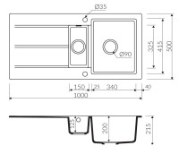 Marmorin TELLUR 1000 Krem P_Z_316_51_1000_168962 1,5 Gözlü Damlalıklı Krem Granit Evye - Marmorin (1)