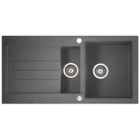 Marmorin TELLUR 1000 Metalik Çelik P_Z_316_51_1000_168c51 1,5 Gözlü Damlalıklı Granit Evye - Marmorin