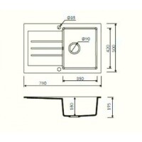 Marmorin TELLUR 780 Metalik Siyah P_Z_316_11_0780_0019e2 Granit Evye 1 Gözlü Damlalıklı - Marmorin (1)