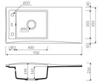 Marmorin TESSA 950 Metalik Siyah P_Z_085_11_0950_2e6652 Granit Evye 1 Gözlü Damlalıklı - Marmorin (1)