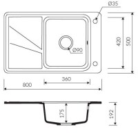 Marmorin TORRO 800 Metalik Siyah P_Z_090_11_0800_091c12 Granit Evye 1 Gözlü Damlalıklı - Marmorin (1)