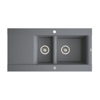 Marmorin VOGA II 1000 Metalik Siyah P_Z_097_51_1000_8fdc82 Granit Eviye 1,5 Gözlü Damlalıklı - Marmorin