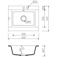 Marmorin VOGA II 620 Metalik Siyah P_Z_097_10_0620_07eb52 Granit Evye 1 Gözlü Damlalıksız - Marmorin (1)