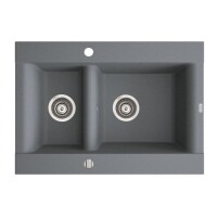 Marmorin VOGA II 725 Metalik Siyah P_Z_097_50_0725_ac7422 Granit Evye 1,5 Gözlü Damlalıksız - Marmorin