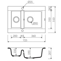 Marmorin VOGA II 725 Metalik Siyah P_Z_097_50_0725_ac7422 Granit Evye 1,5 Gözlü Damlalıksız - Marmorin (1)