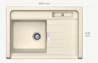 Schock Grando M-100 Magnolia Tezgahüstü Granit Evye, 1 Göz - Schock