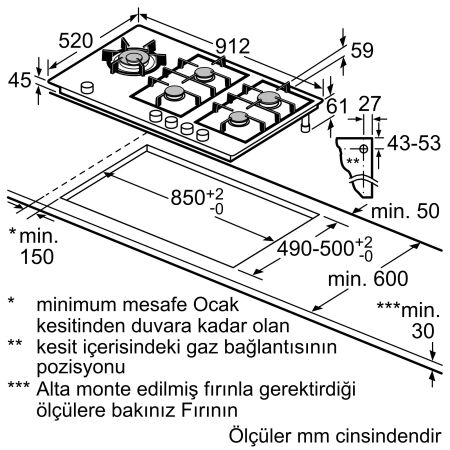 SIEMENS ER9A6SB70 90cm Ankastre Cam Seramik Üzeri Siyah Gazlı Ocak - 8