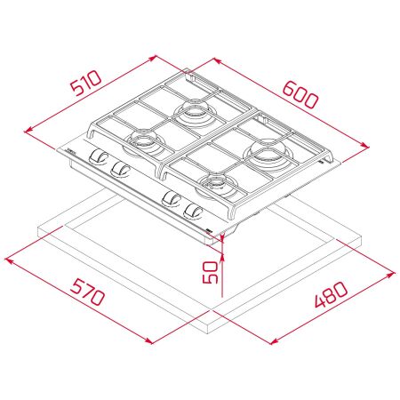 TEKA GZC 64300 XBN 60 cm Seramik Cam Siyah Ankastre Gazlı Ocak - 10