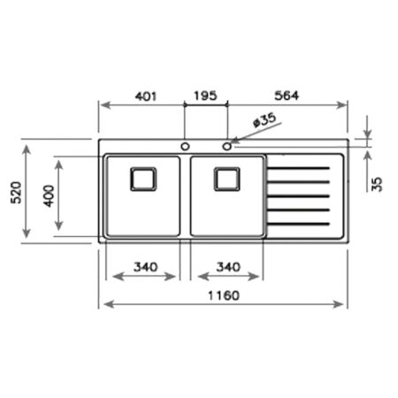TEKA ZENIT RS15 2B 1D AUTO Tezgahüstü Sağ Damlalıklı Çelik Eviye - 7